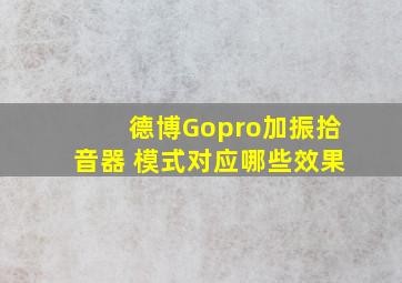 德博Gopro加振拾音器 模式对应哪些效果